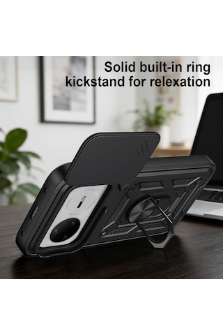 Caseonn Huawei Nova 15 Pro Kılıf Sürgülü Kamera Korumalı Yüzüklü Mıknatıslı Tank Kapak Lacivert