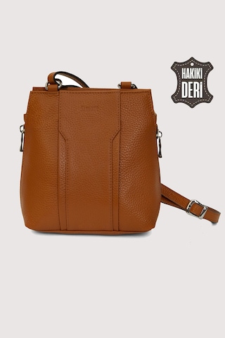 Hakiki Deri Kadın Deri Omuz Çantası Taba Smr562 Taba
