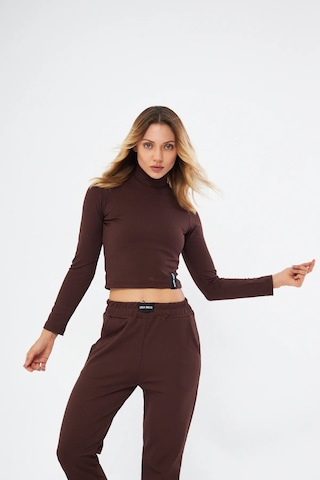 Lesa Wear Fitilli Soft Touch Balıkçı Yaka Bluz Kahverengi Kahverengi