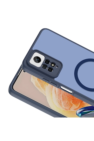 Xiaomi Redmi Note 12 Pro 4g Kılıf Kamera Korumalı Mat Darbe Emici M-safe Şarj Özellikli Silikon Babet Kapak Lacivert