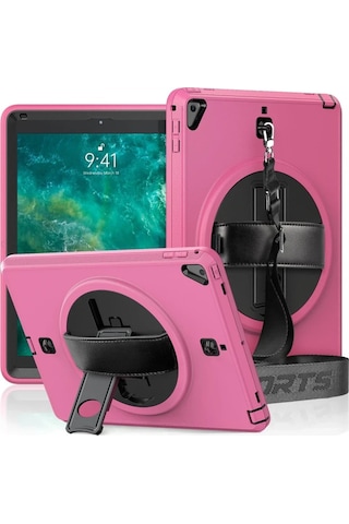 Newface Apple Uyumlu iPad 5 Air 9.7 Kılıf Strap-c Otterbox Tablet Kapak - Pembe