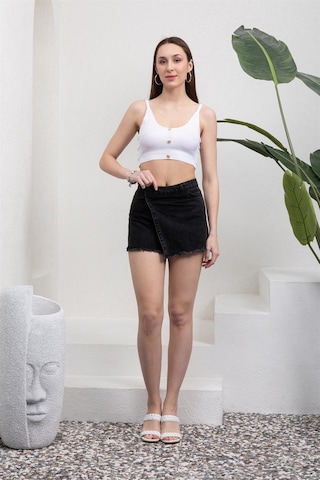 Siyah Jean Mini Şort Etek