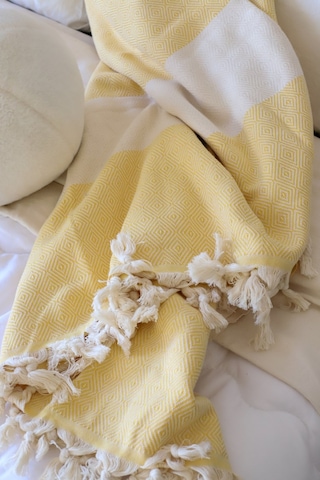 HAZAL Şerit Safir Desenli 200x240 cm Çift Kişilik Sarı