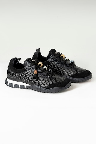 Tw Tonny White Tokyo - 193-1 Kadın Hasır Sneaker Süet Detaylı Boncuklu Calla Siyah-beyaz Taban