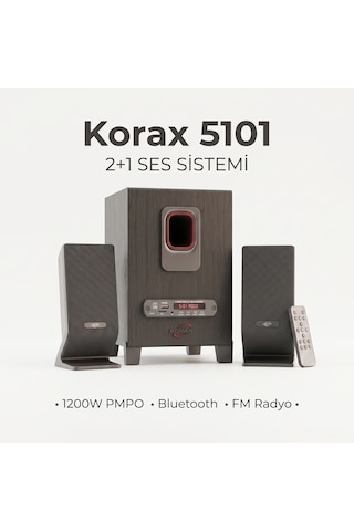 Korax 5101 2+1 Bluetooth Ses Sistemi - Ofis, Ev, Kafe Için Subwoofer Hoparlör Usb/sd/aux/fm Radyo