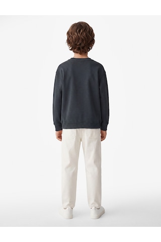 Koton Uzun Kollu Bisiklet Yaka Baskılı Şardonlu Pamuklu Sweatshirt Antrasit 7wkb10405tk