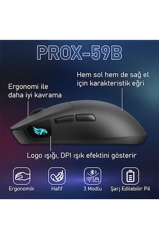 Gameagle PROX-59B Ultra Hafif Kablosuz 3 Mode Oyuncu Optik Mouse