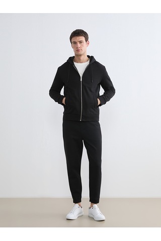 Lcw Vision Siyah Kapüşonlu Erkek Fermuarlı Sweatshirt