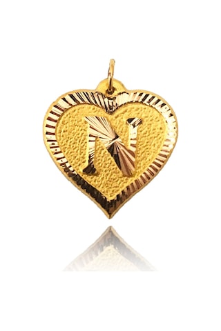 0.25 Gram 14 Ayar N Harfi Kalp Kolye Ucu