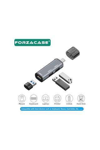 Forzacase Type-c To Usb 3.0 Çoğaltıcı Hub 3in1 Otg Adaptör Fc446