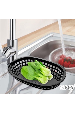 Suntek Restoran Oval Fast Food Sepeti Siyah 12 Adet