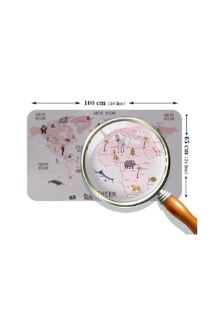 Eğitici Dünya Haritası Dünya Atlası Çocuk Ve Bebek Odası Duvar Sticker-60x105-3798 - Renkli Çok Renkli
