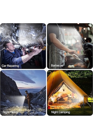 Soulader Usb Şarjlı Taşınabilir Cob Led El Feneri, Manyetik Tabanlı Çok Amaçlı Işık Kaynağı, Kampçılık, Araç Tamiri, Muayene Ve Acil Durumlar İçin Pratik Çözüm Siyah