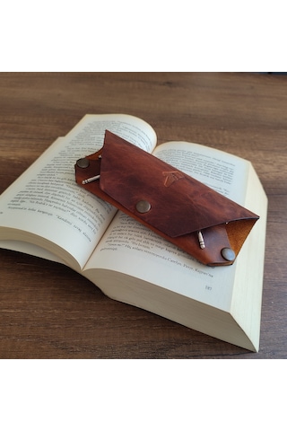 Sumerian Leather Craft Deri Gözlük Kılıfı Taba