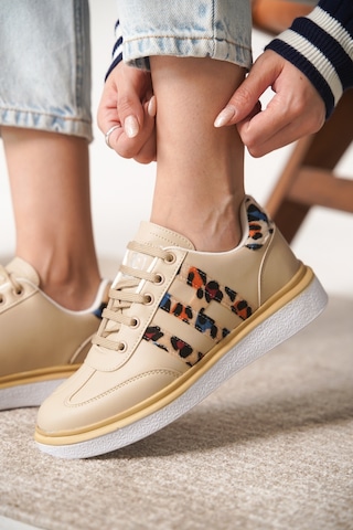 Daxtors Garantili D0516 Günlük Ortopedik Kadın Sneaker Spor Ayakkabı Bej