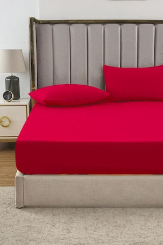 Ranforce Kahverengi Pamuklu Tek / Çift Kişilik Battal Tam Kenar Lastikli Çarşaf 14 Renk Fıtted Kırmızı