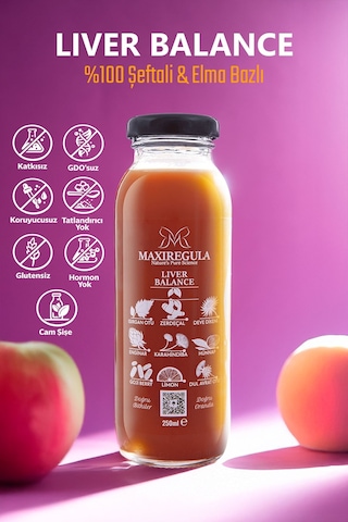 Liver Balance Bitkisel İçerikli Fonksiyonel %100 Şeftali & Elma Meyve Suyu 250ml