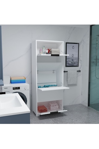 Byg Banyo Kirli Çamaşır Dolabı Sepeti Banyo Dolabı Beyaz