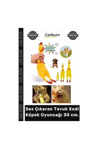 Petshop Eğitici Dayanıklı Sesli Isırma Çiğneme Sert Ses Çıkaran Tavuk Kedi Köpek Oyuncağı 30 Cm