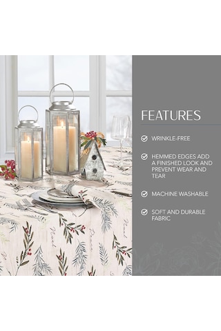 Elrene Home Fashions Tatil Ağacı Süslemeleri Kumaş Masa Örtüsü, Noel Masa Örtüsü, 152,8 Cm X 300,8 Cm, Dikdörtgen Çok Renkli