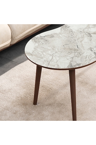 Vovvahome Moon Mdf Ahşap Orta Sehpa - Beyaz Mermer