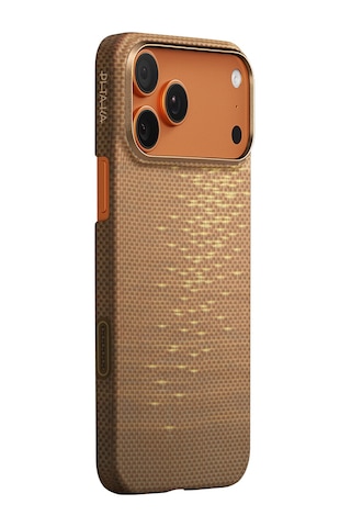 Apple Uyumlu iPhone 17 Pro Kılıf M-safeli Aramid Fiber Pitaka Glints Of Gold Ultra Slim Serisi Kapak Gold Gold