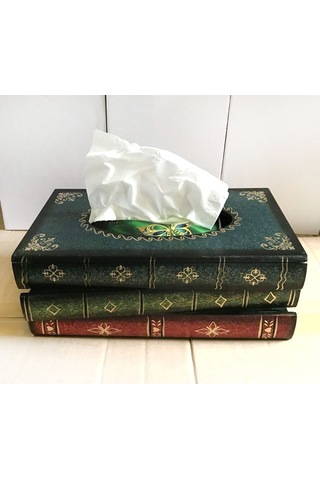 Sones Retro El Çizimi Kitap Stili Mendil Kutusu Kılıfı Mavi