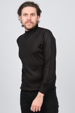 Woolen World Erkek Balıkçı Yaka Yün Kazak 5590103 Siyah Siyah