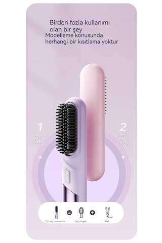 Mini Şarjlı Düzleştirme Tarak Negatif İyon Saç Bakımı-siyah