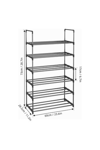 Jms Ayakkabı Rafı 4 Katlı -6 Katlı Ayakkabı Organizatörü Metal Ayakkabı Saklama Siyah