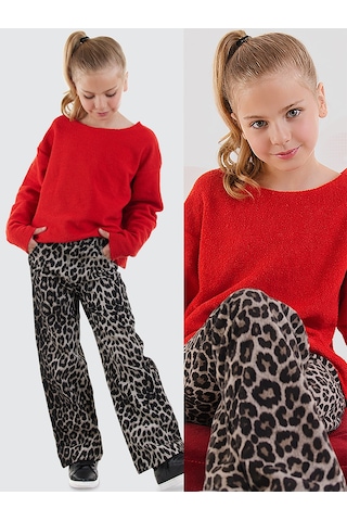 Denokids Crop Top Kız C Ocuk Kırmızı Sweatshirt Çok Renkli