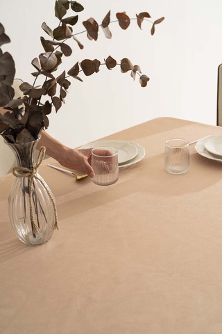 Silvio Somon Güpür Çiçekli Masa Örtüsü 160x220 Cm Somon