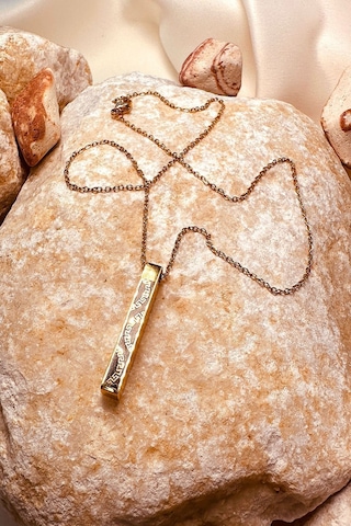 İtalyan Model Siyah İşlemeli Gold Silver Renk Çelik Kadın Zincir Kolye Altın