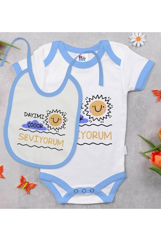 Bk Kids Dayımı Çok Seviyorum Tasarımlı Mavi Bebek Body Zıbın Ve M Çok Renkli
