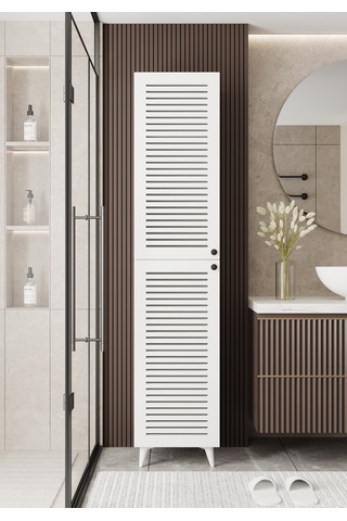 Lidya Panjur Kapaklı Çok Amaçlı Dolap - Kiler Dolabı - Banyo Dolabı - Ayakkabılık - Mutfak Dolabı Beyaz