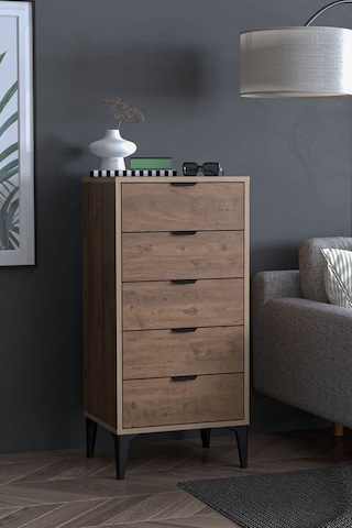 Sarmobi Arden 5 Çekmeceli Şifonyer , Çamaşırlık Kahverengi