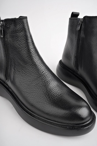 Muggo Brandon Hakiki Deri Çift Fermuarlı Garantili Erkek Kışlık Chelsea Bot 001