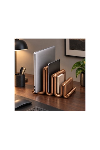 Cora Dekoratif Çoklu Laptop / Dergi / Tablet Standı - Metalik Bronz Rengi