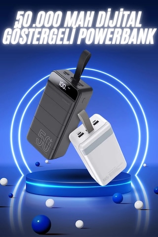 50.000 Mah Powerbank Turbo Hızlı Led Göstergeli Android İos Uyumlu Taşınabilir Askılı Diğer 55876746