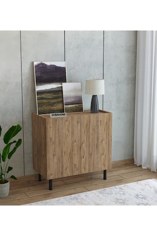 Modern Mdf Çok Amaçlı 80 Cm 2 Kapaklı Ahşap Konsol