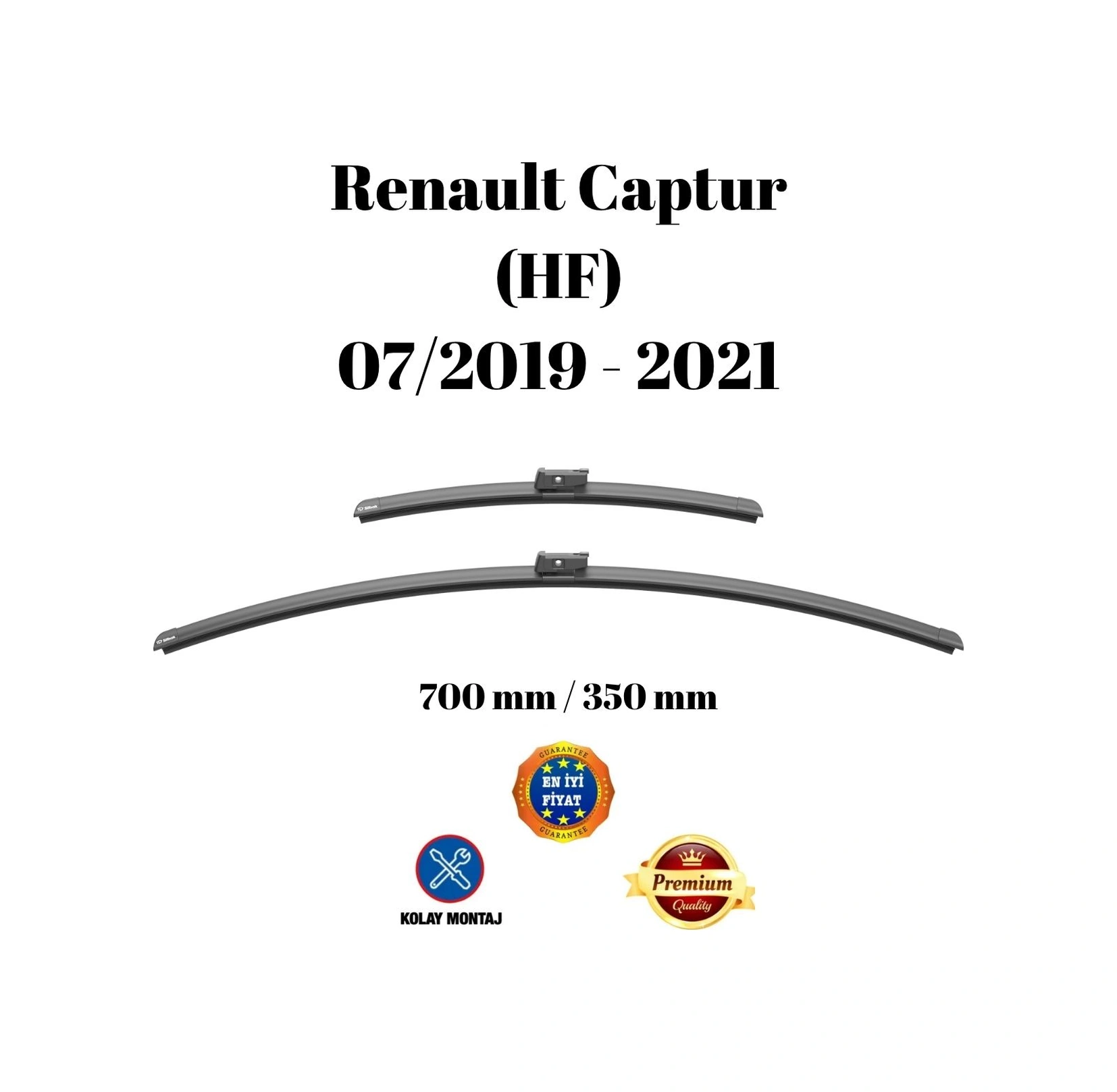 Renault Captur Hf 2019 2020 2021 Uyumlu Ön Cam Muz Tipi Silecek Süpürgesi Seti 700/350mm Silbak