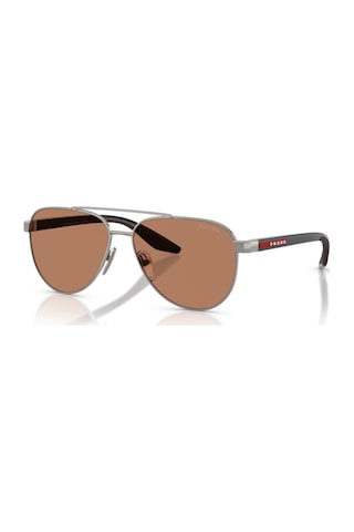 Prada Ps A52s 5av20d 58 Linea Rossa Erkek Pilot Gun Metal Güneş Gözlüğü Metalik