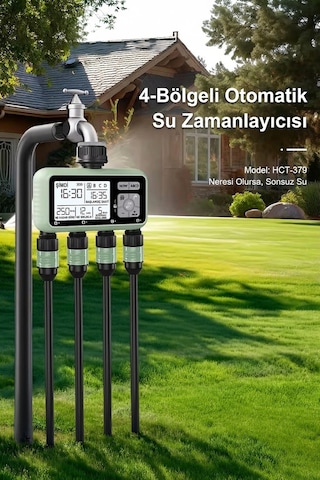 4 Çıkışlı Dijital Bahçe Sulama Zamanlayıcısı - Akıllı Otomatik Sulama Sistemi