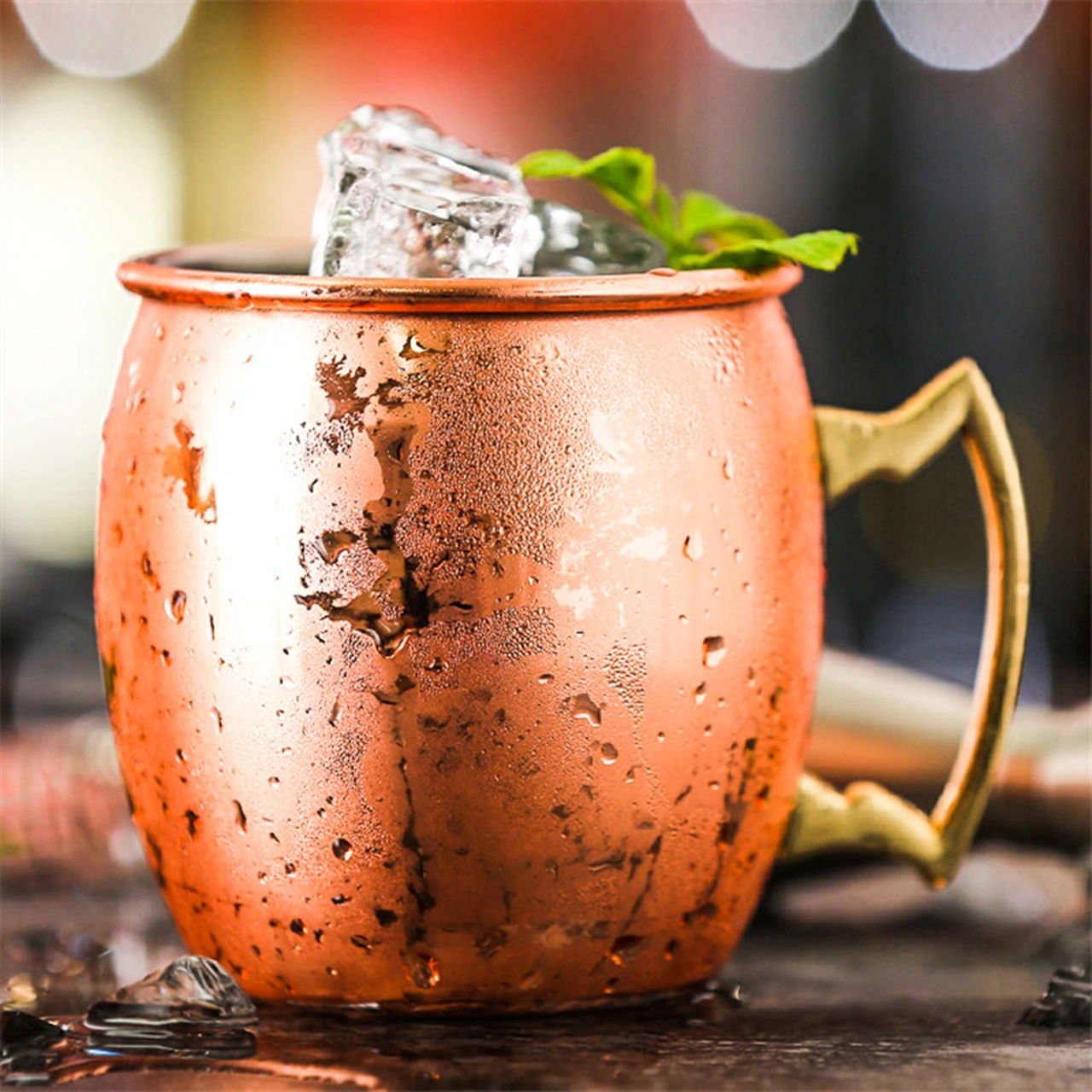 Geeksen Moscow Mule Kokteyl Bardağı - 304 Paslanmaz Çelik, Bakır Kaplama, Tokmak Dikdörtgen, 530ml, Ev-bar Restoran Kullanıma Uygun Diğer