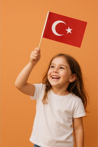 20 Adet Çubuklu Kağıt Ay Yıldız Türk Bayrağı Baskılı Milli Bayrak 20 CM