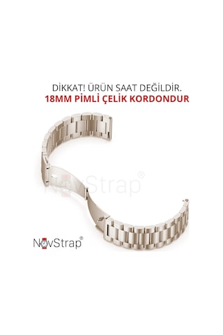 Novstrap Huawei Watch Gt4 41mm İle Uyumlu Kordon 18mm Pimli Çelik Metal Kordon Kayış