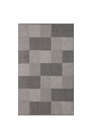 Mona Mn01 Geometrik Desenli Koyu Gri Modern Salon Halısı Hav Toz Vermez Kaymaz Tabanlı