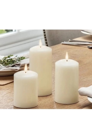 Silindir Mum 3'lü Set Ebat 6-8-12 Cm Çap 5 Cm Beyaz