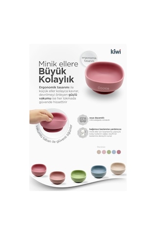 Kiwi 3 Parça Kase Çatal Kaşık Beslenme Seti - Doğal Silikon Bpa İçermez- Dusty Blue