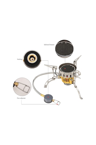 Ranyeek Kuru Dış Mekan Kamping Isıtıcı - Entegre Ateşleme Yok - Gri - 3500w Inframeri Isı Kaynağı, Paslanmaz Çelik, 225g Hafif Tasarım Gri